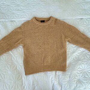 Tan Textured Knit Crewneck Sweater – Cozy Neutral Fall Staple- Size M